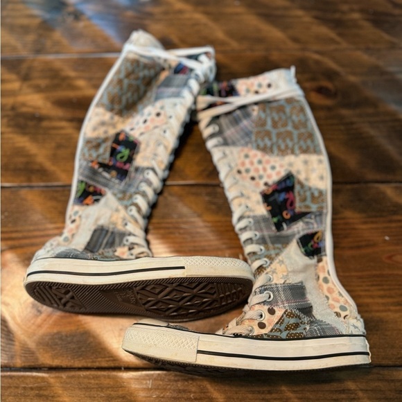 RARE Converse Knee High XXHI Patchwork sneaker Women's S6 UNIQUE & CUTE VINTAGE - Picture 5 of 16